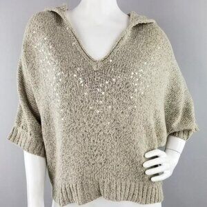 JENNIFER LOPEZ SEQUIN KNIT HOODIE BATWING SLEEVE
